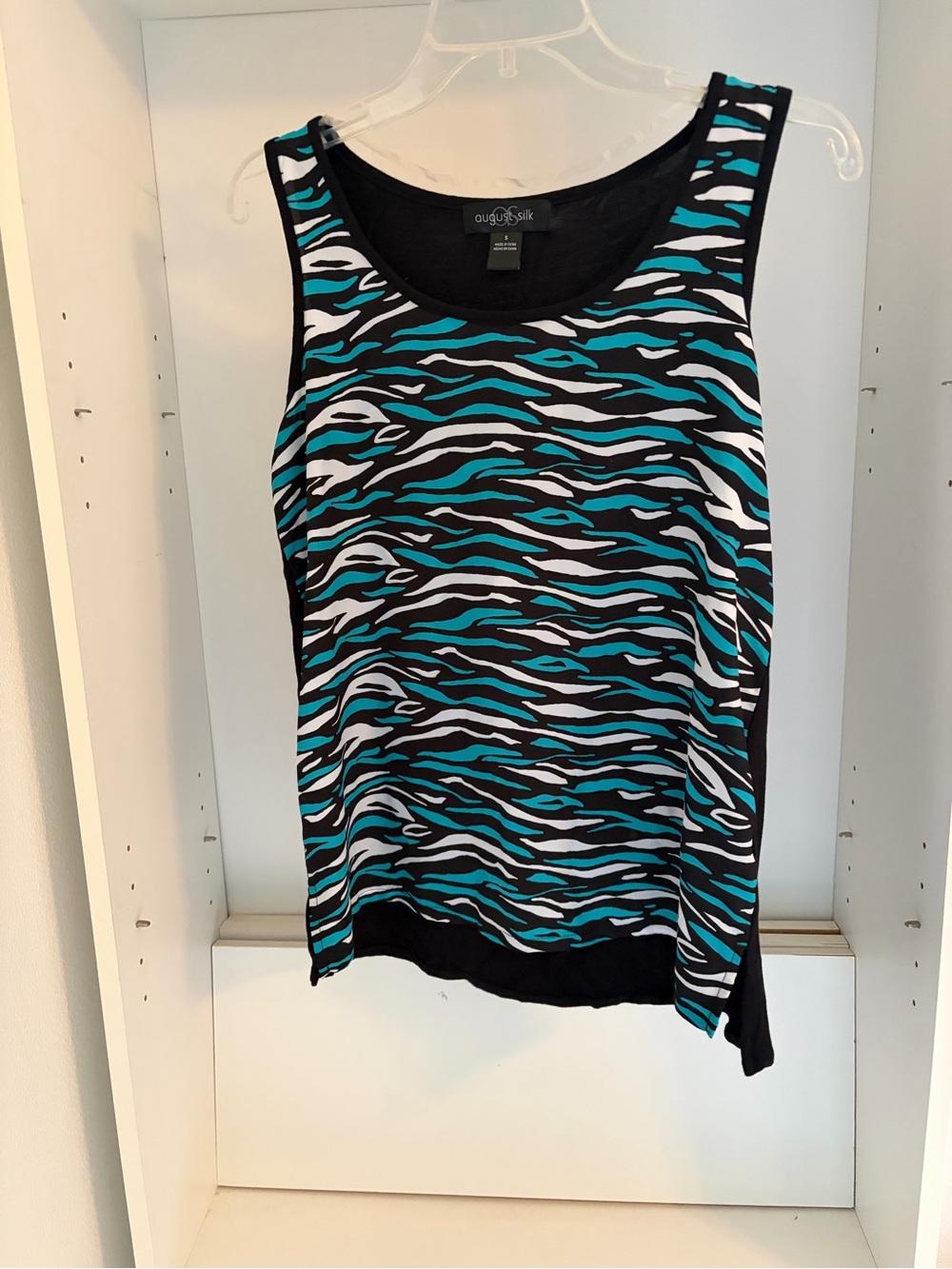 Teal Zebra Print Sleeveless Top